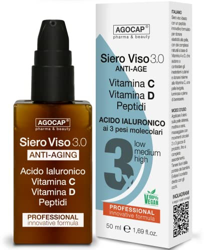 ACIDO IALURONICO VISO - Siero Viso con Vitamina C, Retinolo viso e Vitamina D. Siero viso Acido ialuronico, Antirughe 50 ml, ottimo per la tua skincare routine. Acido ialuronico puro, Idratante donna