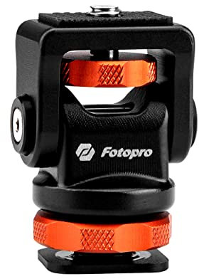 Fotopro Support de Moniteur Cold Shoe Inclinaison à 180 Degrés Pivoter à 360 Degrés Support de Moniteur de Caméra pour Moniteur 5 Pouces et 7 Pouces Orange