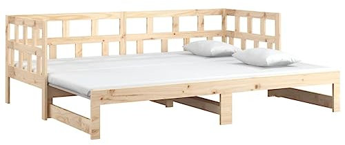 vidaXL Tagesbett Ausziehbar Sofa Gästebett Sofabett Bett Bettsofa Holzbett Schlafsofa Ausziehbett Bettgestell Massivholz Kiefer 2X(90x200) cm