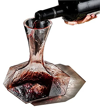 STARRY G Carafe à décanter pour vin rouge, carafe à décanter pour vin, carafe à décanter géométrique, carafe à décanter en forme de diamant, 1,3 l en verre cristal sans plomb pour les amateurs de vin