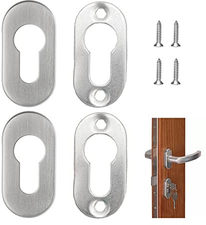 2 set Rosetta per Chiavi in Acciaio Rosetta di Sicurezza Coperchio Serratura Della Rosetta per Chiave a Cilindro Acciaio inox opaco Base Coperchio Profilato in Porte Interne e Esterne (Argento A)