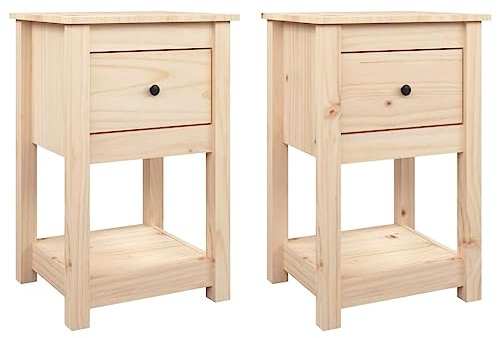 vidaXL 2X Nachttisch Nachtschrank Nachtkommode Nachtkonsole Schlafzimmer Schrank Kommode Nachtkästchen 40x35x61,5cm Massivholz Kiefer