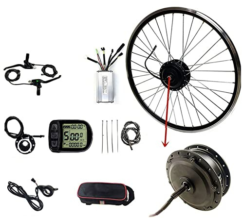 Frontnabenmotor -Kit, 36 V 250W/350W/500W Ebike Conversion Kits Vorderrad bürstenlosen Nabenmotor 20 /24/26 /27,5/28 /29/700C Elektrombike -Konvertierungskit mit LCD -Anzeige,36V350W-28