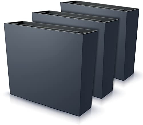 IMJ-Global Urbi Case T Lot de 3 pots de fleurs rectangulaires en plastique, 58 x 18 x 49,8 cm, au design moderne, pour intérieur et extérieur, noir, 44 L