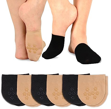 DIAOKANAI Toes Sock for Backless Mules, Half Toe Covers No Show Seamless Non Skid Womens Toppers for Clogs Footies 6 Pairs