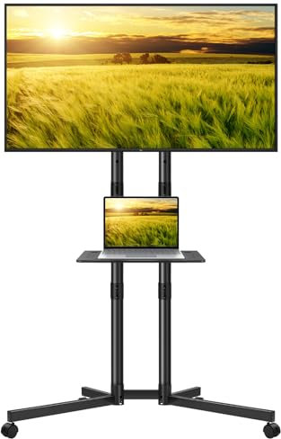 KKTONER Carrito de TV móvil para televisores de pantalla plana LED LCD de 32 a 85 pulgadas, soporte de TV de suelo con ruedas con estante ajustable en altura máx. VESA 600 x 400 mm, soporta hasta 50