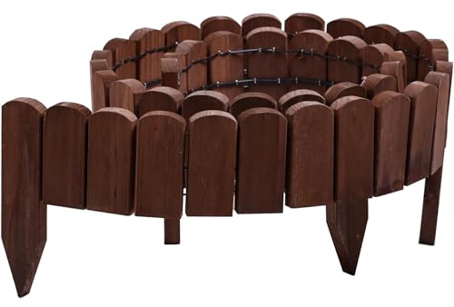 Gartenwelt Riegelsberger Rullbräda brun, längd 203 cm stakethöjd 10 cm, trästaket, klippkant, gräskant, gran