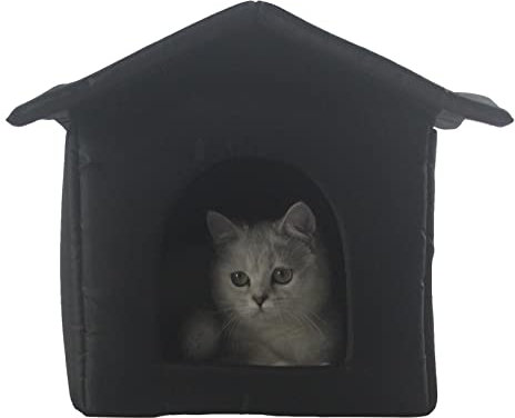 Fenytay Outdoor Katzenhaus Wasserdicht Katzenhaus Draußen Winterfest Wasserdicht Wetterfestes Outdoor Katzenhütten Winter Warm Wetterfester Faltbare Pet Tierheim Katzenhöhle Outdoor Haustierhaus