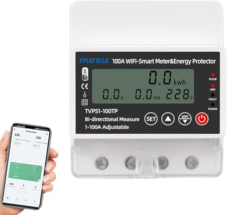 TUYA WiFi Smart Leistungsschalter Erdleckage über Unter Spannungsschutz Relais Schalter Energie Leistung kWh Bidirektional Meter Strom Energie Monitor APP Smart Life 230V (100A)