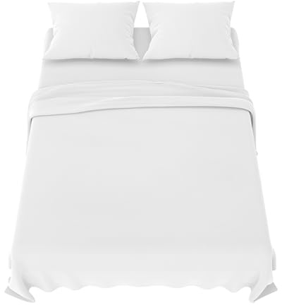Dreamzie Parure de Lit 160x200 cm - 4 Pièces en Microfibre - Drap Housse 160x200 cm - Drap Plat 2 Personnes 240x280 cm - 2 Taie Oreiller 50x80 - Certifié Oeko Tex - Blanc