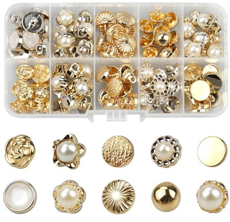 YapitHome 100 Stück Knöpfe Nähen, 10 Stile Kleine Knöpfe für Frauen Mädchen, Kleidung Mütze Jean Mantel Hemd DIY Dekoration Kleid Pullover (10-12 mm)