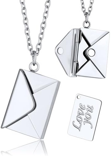 GoldChic Collana Donna con Ciondolo Busta Love You Ti Amo Collana Donna Acciaio Inossidabile Collana Busta di Lettera Collana Acciaio Donna