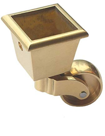 Brass solid caster 3 Zoll Möbelrollen aus Metall, Caster aus reinem Kupfer mit Schrauben, 360 ° Schwenkbare Rolle, for Klavier Couchtisch Sofa, Quadratisch(1pack)