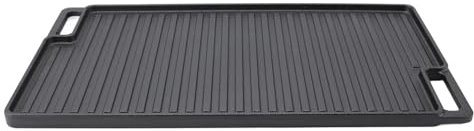 Piastra in ghisa, 45,7 x 25,4 cm, rettangolare, reversibile, antiaderente, con manico, piano piatto, da campeggio, per barbecue a gas