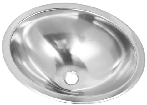 Ovales Waschbecken, Wohnmobil-Handwaschbecken aus Edelstahl 304 mit Vorgeschnittenem 40-mm-Abfluss, Hochglanzpoliert, 17,56 X 13,62 X 5,91 Zoll, Kleines