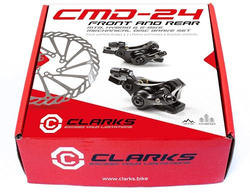 Clarks Cycle Systems CMD-24 Mechanical Disc Brake Set, Including Rotors, IS Mounts, 180/160mm, Black