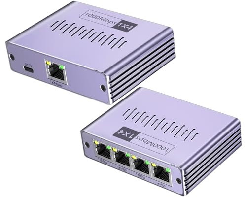Switch Gigabit Sdoppiatore Ethernet,Switch Ethernet 4 Porte Splitter E-thernet 1000Mbps 1 a 4 RJ45 LAN S-witch E-thernet, per Computer, HUB, Router, Set-Top, TV e Altro