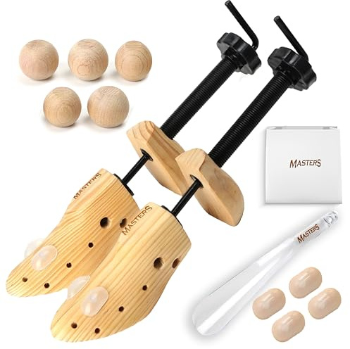 LKH Shoe Stretchers for Women UK Size 3-8 Pair Includes Shoe Horn & 5 Cedar Ball Premium Pine Wooden Adjustable Ladies Shoe Tree Stretcher Relieves Corns Bunions Pain Ideal for Breaking In New Shoes