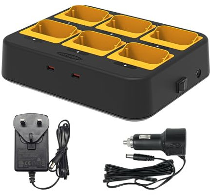 Retevis RB648 Six Way Charger Safe and Efficient 6-way Charger with AC and DC Power Supplies, 2 USB Output Port, Compatible with RB648 RB648 Pro RB648 Plus Long Distance Walkie Talkie (1Pcs)