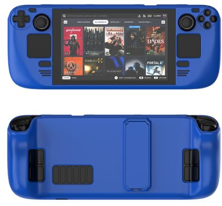 Case for Steam Deck, Colorful Protective case, Skin-Friendly Feel PC Material, Non-Slip Protective case with Stand Game Console Accessories (Dark Blue)