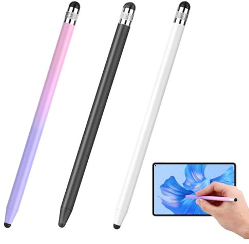 Paquete de 3 Lápices Tablet, Lápiz Táctil 2 en 1 con Punta Magnética de Goma Lapiz Tactil Tablet, Compatible con iPad, iPhone, Huawei