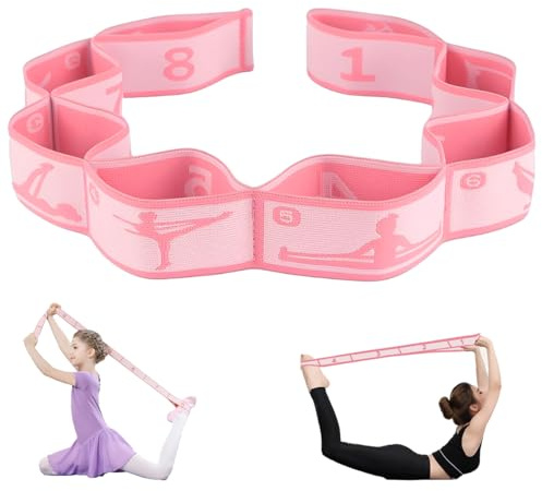 TANGJJY Band D'étirement de Yoga Avec 8 Boucles,Yoga Stretch Bandes Très Élastique, Sangle Elastique Sport, Bandes de Boucle D'exercice Elastique Durable, pour Latine, Pilates, Fitnes