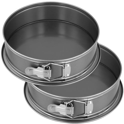 2 Stampi per Torte Rotondi, 24 cm, Fondo Rimovibile, Acciaio al Carbonio | SYUTBOU, Teglia da forno nera antiaderente, apribile a cerniera, per dolci, crostate e cheesecake