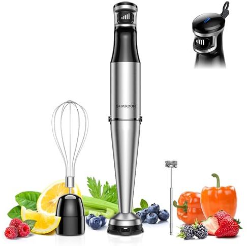 Hand Blender, soft start Variable Speed 3 in 1 Stick Blenders for kitchen 1100W Scratch Resistant immersion blender With Whisk,800ml Beaker,600ml Chopper for Soup, Baby Food and Smoothies