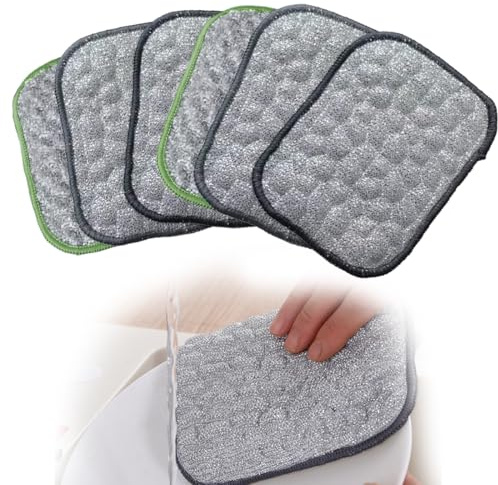 JEYORZY 6Pièces Éponge Vaisselle Lavable, Éponge Vaisselle Reutilisable Eponges, Double Faces Eponge Reutilisable Lavable, Anti Rayure, Eponges Microfibre pour Vaisselle, Cuisine, Salle De Bain, Verre