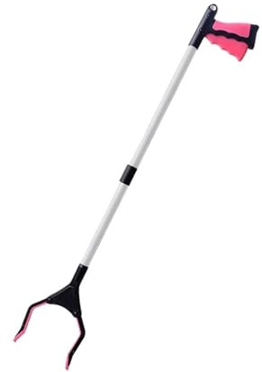 SAGELSHN Pinza Raccogli Oggetti Resistente Grabber Reacher Tool Steel Pick Up Stick Portatile Presa Forte for Scaffali di Negozi Pinza Antiscivolo(Pink)