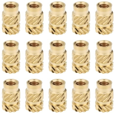OTOTEC Rändelmuttern mit M3-Gewinde, 8 mm L x 5 mm Außendurchmesser, Messingmuttern für 3D-Druck, 50 Stück