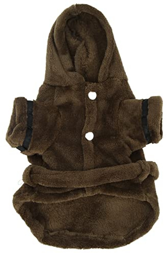 Husdjursbadrock Hundbadrock Handduk Varm flanell Snabbtorkande badhandduk med huva för valp Små hundar Katter Mjukt Bekvämt justerbart midjebälte Modedesign (L)