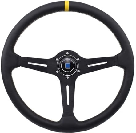 Volante Sportivo Auto,Volante da Corsa 15 (370mm) Black Racing Volante Pelle Steering Ruote dello sterzo