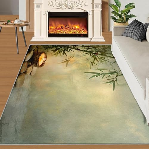 Bambus-Teppich, waschbar, 120 x 180 cm, Zen, Wohnzimmer, Spa, rutschfest, Kurzflor für Schlafzimmer, Esszimmer, Küche, weicher Teppich