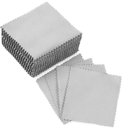 cobee 50 Pcs Jewelry Cleaning Cloth, Double Sided Polishing Cleaning Cloths | Soft Silver Cleaning Cloth for Jewelery Watch Coins Non-Abrasive Silver Jewelrys Cleaner (3.15 x 3.15 inch)