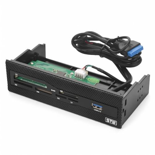 EIMSOAH Lector de tarjetas interno de PC, puerto USB 3.0, panel frontal de alta velocidad para tarjeta M2, SD, MS, XD, CF, TF, se adapta a bahía de unidad de 5.25