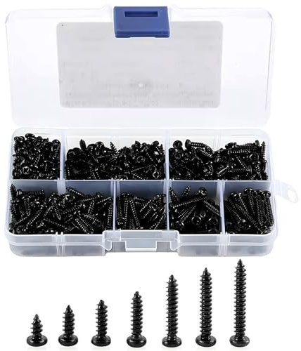500 Pcs M3 Black Screws, Round Head Phillips Self Tapping Screws, Black Wood Screw for Woodworking Furniture DIY Model Fixing(6/8/10/12/16/18/20mm)