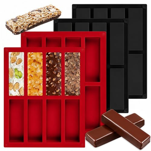 Müsliriegel Backform Silikon, 8 Mulden Schokoladenform Riegel Formen, Müsliriegel form Silikonform für Zur Herstellung von Schokoriegeln Muffins Brownies und Käsekuchen
