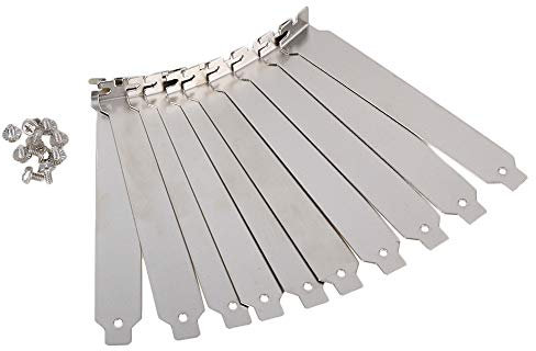 4.7x0.79inch Silver Stainless Steel Computer Case Rear Slot PCI Bracket Blank Filler Cover Plate Flat Section with Screw Set of 10