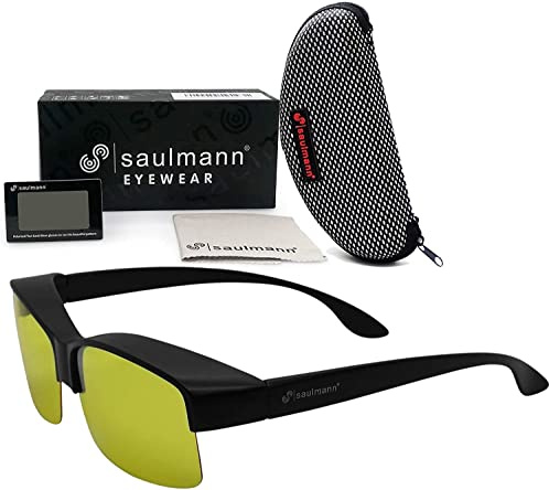 Saulmann® ✅ Polariserade unisex överdrag bländskyddsglasögon – kontrast utomhus- och nattkörglasögon med UV-skydd mot bländande ljus och antireflexbeläggning – polglasögon SM2179