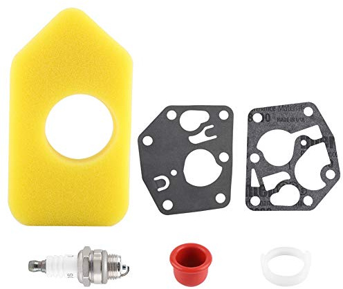 Kit Bougie Allumage pour Tondeuse à Gazon et Petits Moteurs - Ensemble Complet de Remplacement Compatible avec Filtre à Air d'Amorce et Carburateur Carb