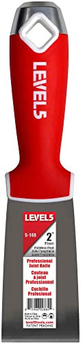 2 Soft-Grip Stainless Steel Drywall Joint Knife - LEVEL5 | Pro-Grade | Comfortable Finishing Hand Tool | Metal Hammer End | Sheetrock Gyprock Plasterboard Mud | 5-148