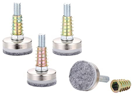 Lpraer Set of 4 Levelling Feet, Furniture Feet, Adjustable Feet, Furniture Leveler, Metal Furniture Legs, Adjustable Feet with Felt Gliders for Furniture, Chairs, Tables, Chair Legs (M9 x 38 x 35 mm)