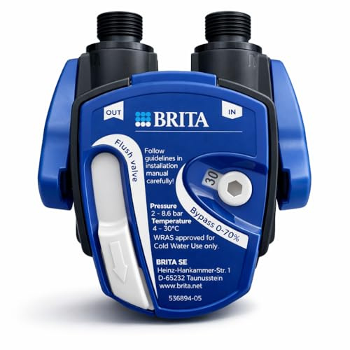 BRITA Filterkopf mit 0–70% Verschnitt – kompatibel mit BRITA Wasserfilter P1000, P3000, mypure P1 & Purity C Serie C300, C500 | Einstellbare Resthärte | 3/8 Zoll Außengewinde beidseitig