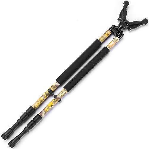 Trakiom Shooting Bipod Rests, Hunting Sticks, 30”- 61.4” Shooting Bipod Sticks with Rotatable V Yoke Rest, Twist-Style Lock, Lightweight Aluminum Frame, High Density Foam Grip and Spike Feet