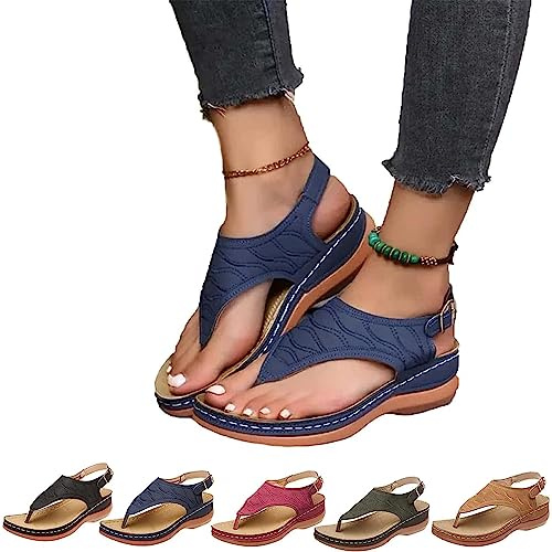 sPeesy ortopediska sandaler kvinnor läder ortopedisk båge stöd diabetiker promenadsandaler ortopediska sandaler för kvinnor enfärgade flop sommar strandsandaler sandaler med ryggrem för promenadskor (Co