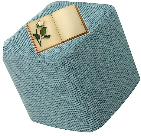 Stretch Hockerbezug Quadratisch 45x45/40x40CM Ottomane Schonbezug Fußhocker Sitzhocker Jacquard Bezug Ottomane Gray Luxuriöser Abdeckung Überzug Hocker Protector Waschbar Hockerabdeckung(C,45x45cm)