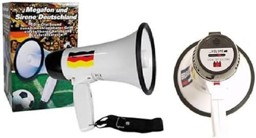 Luna24 simply great ideas... Fan-Megafon/Sirene im Deutschland-Design, 14x14x22 cm, bis 100 Mtr. Reichweite, einklappbar und mit Tragegurt