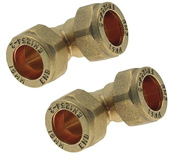 2 x 15mm Elbows Brass Compression Fittings WRAS Approved