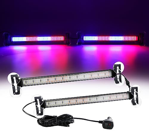 HSRG Luce Stroboscopica a LED della Polizia 2 in 1, Lampada di Emergenza 144 Luci Stroboscopiche della Polizia a LED per Barra del Parabrezza, per Veicoli della Polizia dei Vigili del Fuoco
